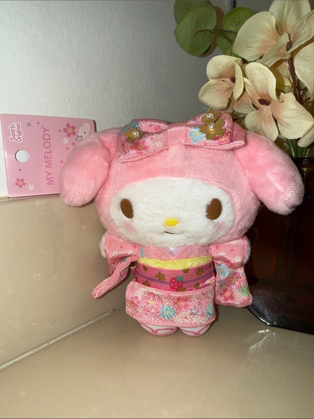 Sanrio My Melody Plush in Pink Kimono with Floral Bow